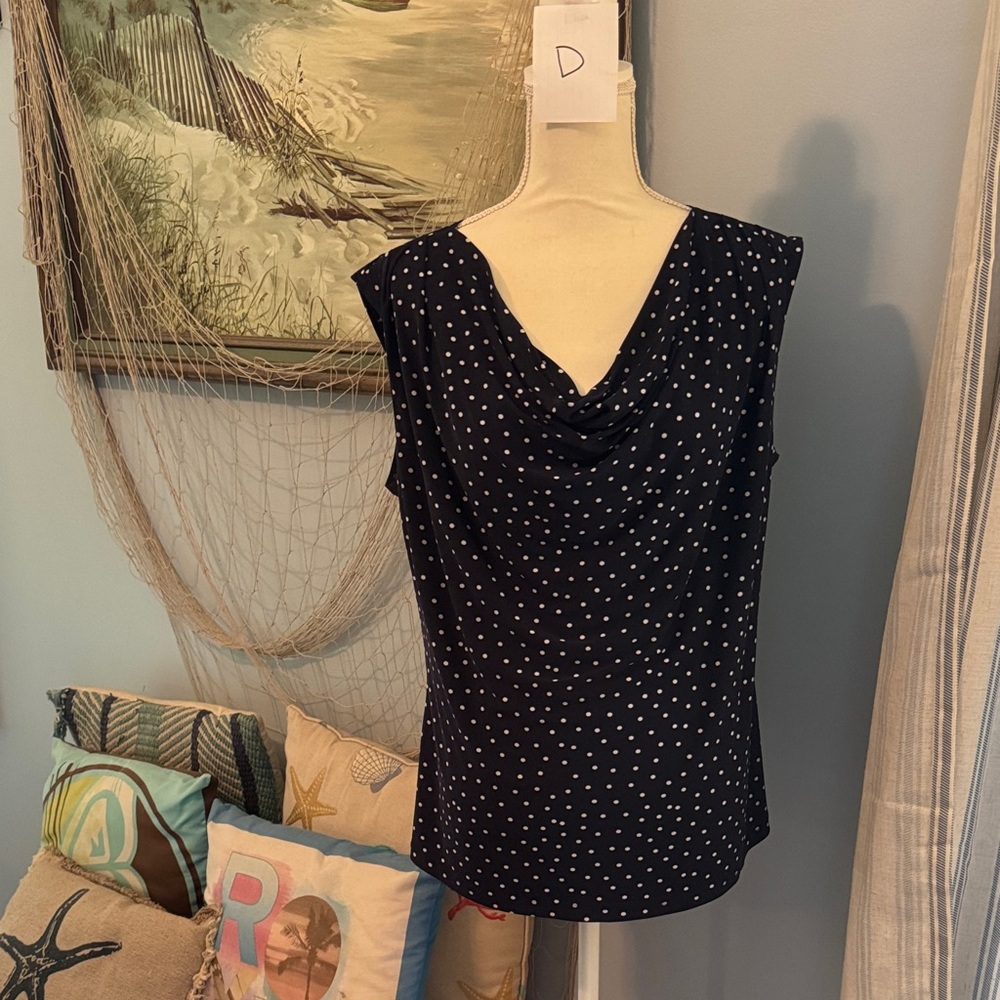 Elegant Navy Polka Dot Women's Blouse
